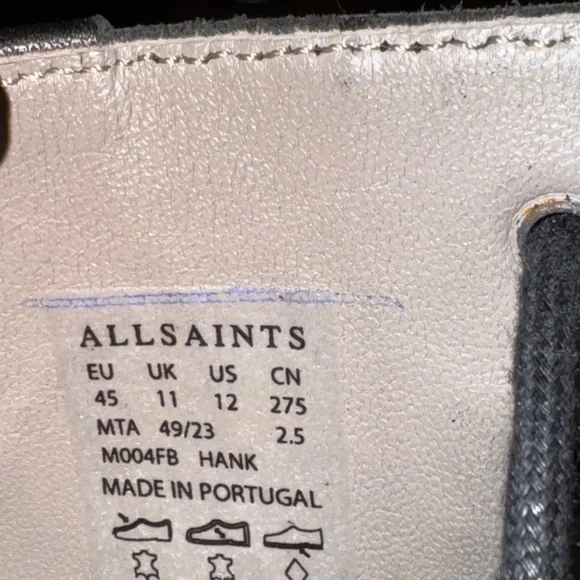 All Saints Brand Hank Chunky Leather Boots Men’s - Picture 5 of 9